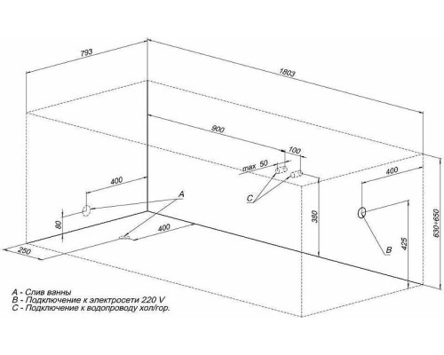 Акриловая ванна Aquanet Grenada 180x80 205395 без гидромассажа