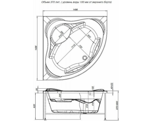 Акриловая ванна Aquanet Malta New 150x150 205410 без гидромассажа