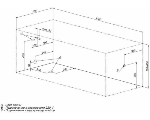 Акриловая ванна Aquanet Roma 170x70 205375 без гидромассажа