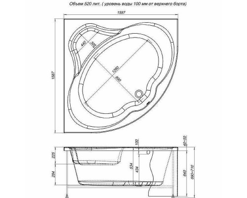 Акриловая ванна Aquanet Santiago 160x160 205545 без гидромассажа