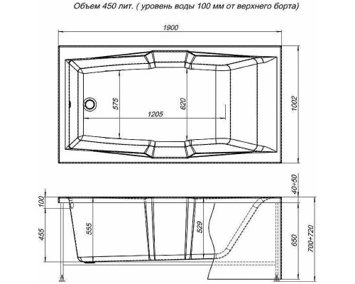 Акриловая ванна Aquanet Vega 190x100 205556 без гидромассажа