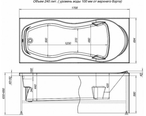 Акриловая ванна Aquanet Tessa 170x70 242925 без гидромассажа