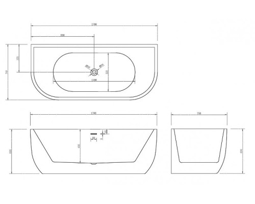 Акриловая ванна Abber 170х75 AB9316 без гидромассажа