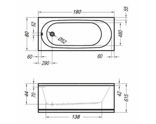 Акриловая ванна Kolpa San Tamia 180x80 533880 без гидромассажа