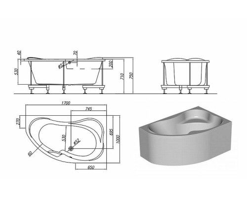 Акриловая ванна Kolpa San Lulu 170х100 L 597400 без гидромассажа