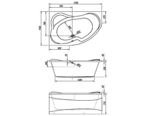 Акриловая ванна Kolpa San Lulu 170х110 R 597370 без гидромассажа