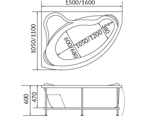 Акриловая ванна 1MarKa Catania 160x110 R 01кт1610п без гидромассажа