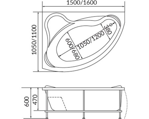 Акриловая ванна 1MarKa Catania 160x110 L 01кт1610л без гидромассажа