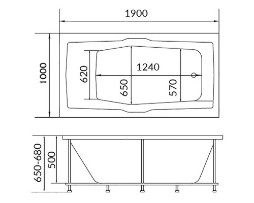Акриловая ванна 1MarKa Korsika 190x100 01кр1910 без гидромассажа