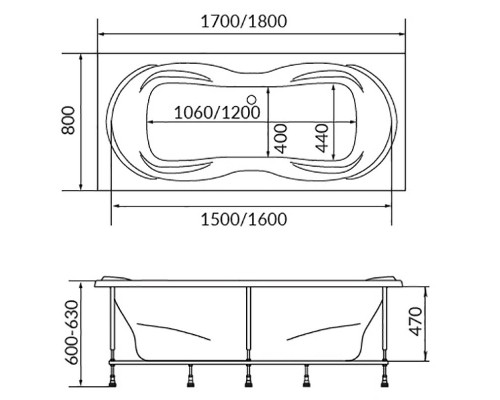 Акриловая ванна 1MarKa Dinamica 180x80 01ди1880 без гидромассажа