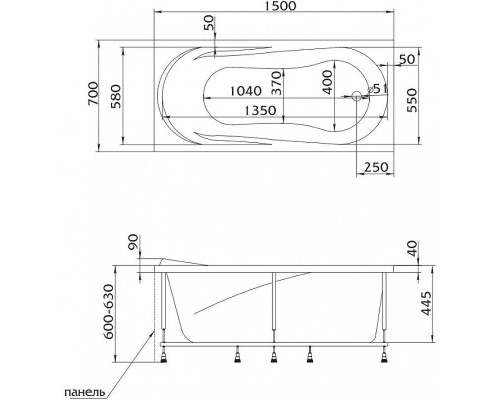 Акриловая ванна 1MarKa Medea 150x70 01ме1570 без гидромассажа