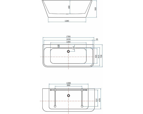 Акриловая ванна Aquanet Family Perfect 13775-MW-MB 170x75 293081 Черная матовая без гидромассажа