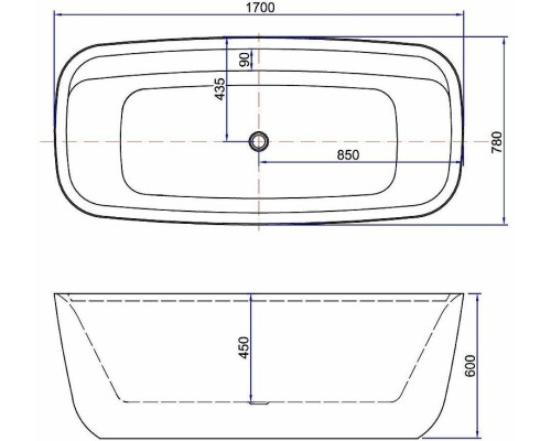 Акриловая ванна Aquanet Family Fine 95778-GW-MB 170x78 292985 Черная матовая без гидромассажа