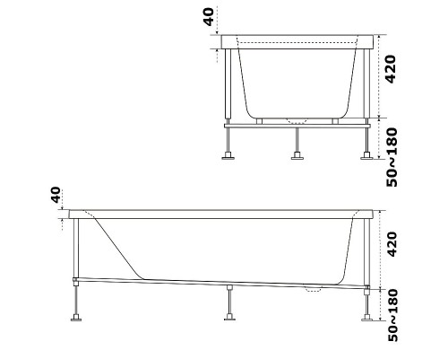 Акриловая ванна Bas Аякс 160x70 В 00129 без гидромассажа