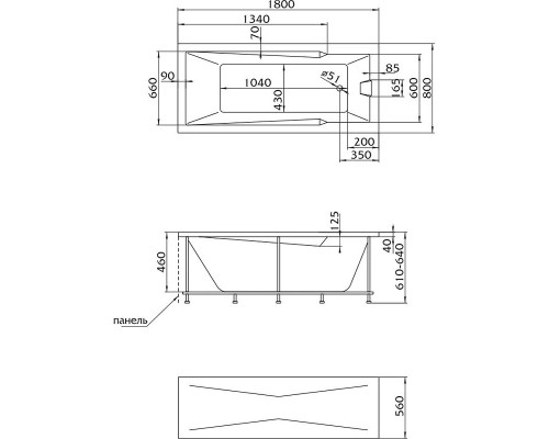 Акриловая ванна Marka One Raguza 180х80 01ра1880 без гидромассажа