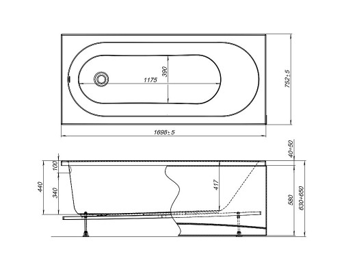 Акриловая ванна Aquanet Lotos 170х75 311882 без гидромассажа