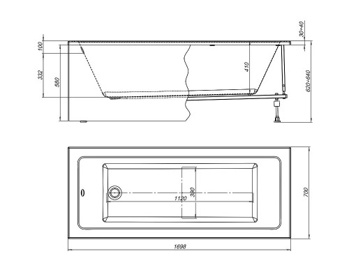 Акриловая ванна Aquanet Grace 170х70 312653 без гидромассажа