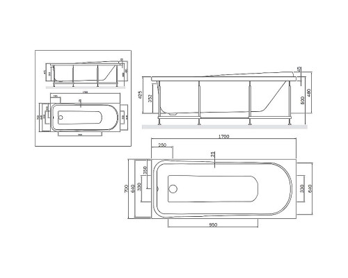 Акриловая ванна AM.PM Like 170x70 без гидромассажа