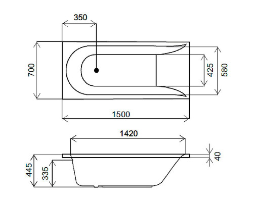 Акриловая ванна AM.PM Spirit 150x70 без гидромассажа