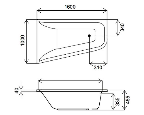 Акриловая ванна AM.PM Spirit 160x100 L W72A-160L100W-A2 без гидромассажа