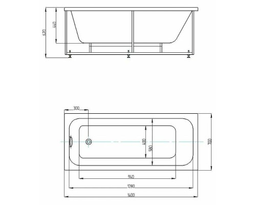 Акриловая ванна Aquatek Eco-friendly Мия 140x70 MIY140-0000001 без панелей, каркаса и слив-перелива