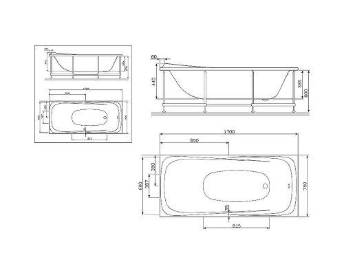 Акриловая ванна AM.PM Sensation 170x75 без гидромассажа