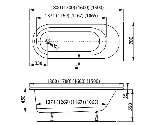Акриловая ванна Vagnerplast Kasandra 180x70 без гидромассажа