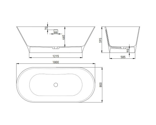 Ванна из литьевого мрамора 180,7x81,5 см Salini S-Stone Mona 102921M