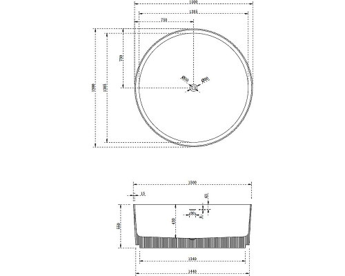 Ванна из искусственного камня Abber Stein 150x150 AS9679Blau Голубая без гидромассажа
