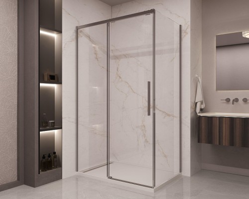 Душевой уголок Vincea Stella 140х90 VSR-1ST9014CLGM профиль Вороненая сталь стекло прозрачное