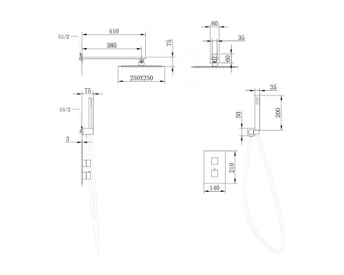 Душевая система Abber Daheim AF8251 с термостатом Хром