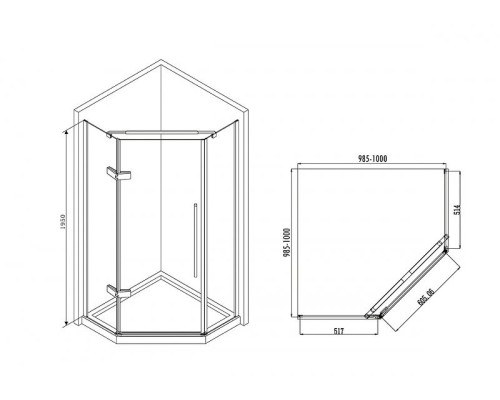 Душевой уголок Abber Ewiges Wasser 100х100 AG05100 профиль Хром стекло прозрачное