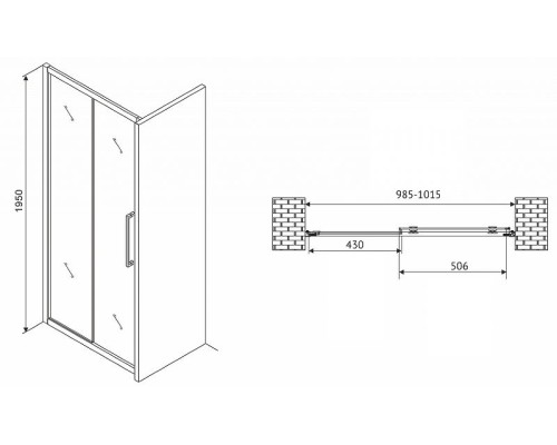 Душевая дверь Abber Schwarzer Diamant 100 AG30100H профиль Хром стекло прозрачное