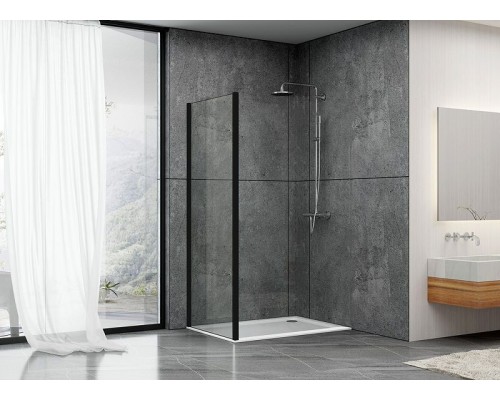 Душевая перегородка Abber S80B 80x190 профиль Черный стекло прозрачное