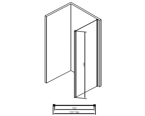 Душевая перегородка Abber S80B 80x190 профиль Черный стекло прозрачное