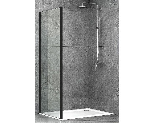 Душевая перегородка Abber S80B 80x190 профиль Черный стекло прозрачное