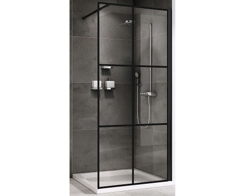 Душевая перегородка Abber Immer Offen 90 AG62090B профиль Черный стекло прозрачное