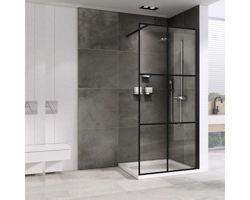 Душевая перегородка Abber Immer Offen 90 AG62090B профиль Черный стекло прозрачное