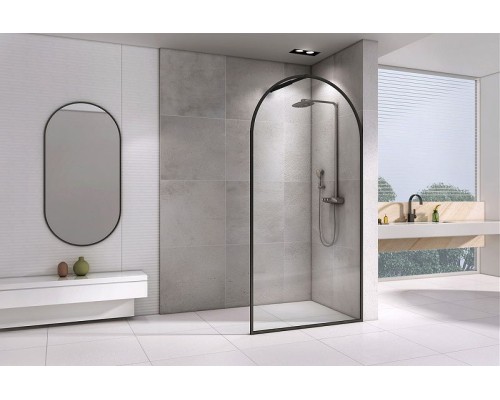 Душевая перегородка Abber Immer Offen 120 AG64120B профиль Черный стекло прозрачное