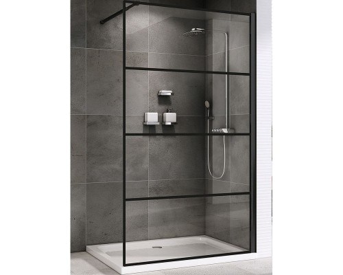 Душевая перегородка Abber Immer Offen 120 AG65120B профиль Черный стекло прозрачное