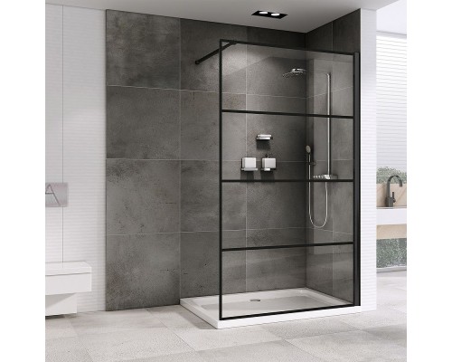 Душевая перегородка Abber Immer Offen 120 AG65120B профиль Черный стекло прозрачное