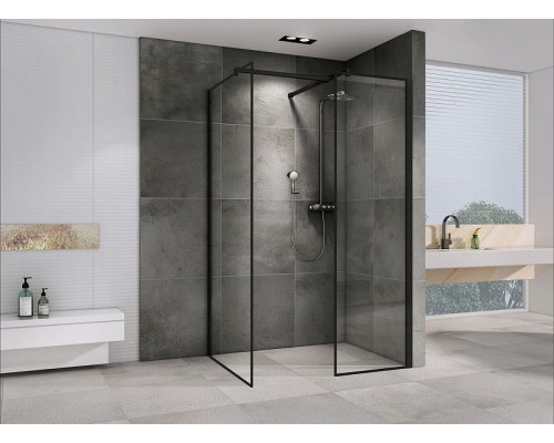 Душевая перегородка Abber Immer Offen 120 AG67129B профиль Черный стекло прозрачное