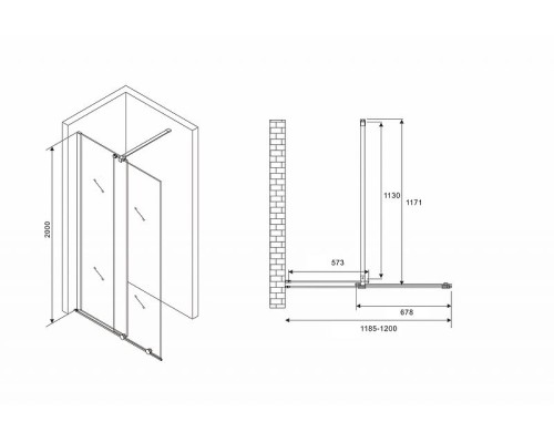 Душевая перегородка Abber Komfort 120 AG09120 профиль Хром стекло прозрачное