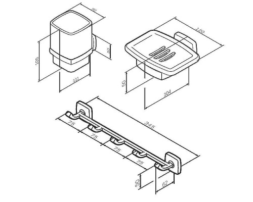 Набор аксессуаров для ванной AM.PM Gem AK90B1603W Хром