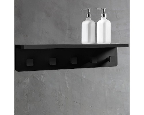 Вешалка для полотенец Abber Stein AS1651MB с полкой Черная матовая