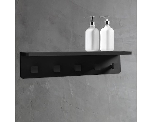 Вешалка для полотенец Abber Stein AS1651MB с полкой Черная матовая