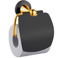 Держатель туалетной бумаги CeramaLux Luxury 57507 с крышкой Черный Золото