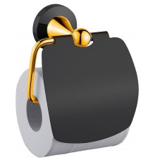 Держатель туалетной бумаги CeramaLux Luxury 57507 с крышкой Черный Золото