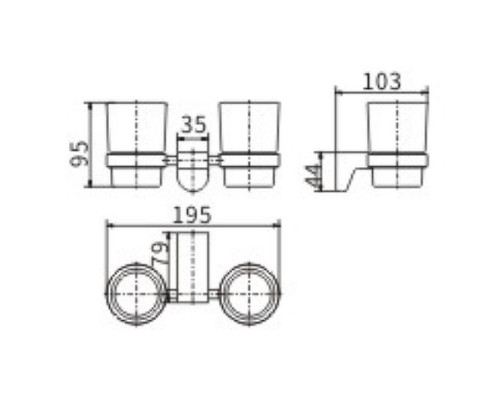 Стакан для зубных щеток CeramaLux Neo 51003 двойной Хром