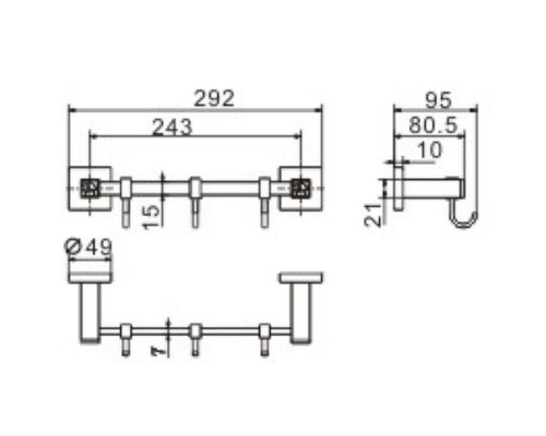 Вешалка для полотенец CeramaLux Venezia 88618-1 Хром